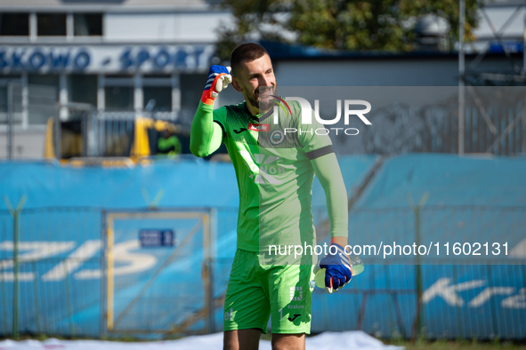 Goalkeeper Dorian Fratczak plays during the game between Hutnik Krakow and Resovia Rzeszow in Krakow, Poland, on September 22, 2024. Betclic...