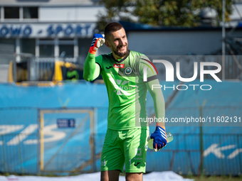 Goalkeeper Dorian Fratczak plays during the game between Hutnik Krakow and Resovia Rzeszow in Krakow, Poland, on September 22, 2024. Betclic...