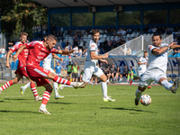 Maciej Gorski and Igors Tarasovs play during the game between Hutnik Krakow and Resovia Rzeszow in Krakow, Poland, on September 22, 2024. Be...