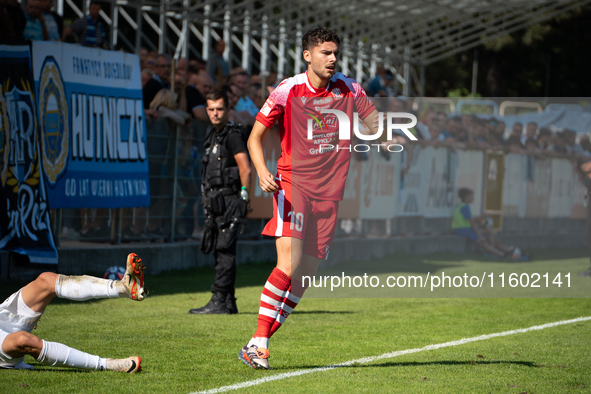 Maksymilian Hebel participates in the game between Hutnik Krakow and Resovia Rzeszow in Krakow, Poland, on September 22, 2024. Betclic 2 Lig...