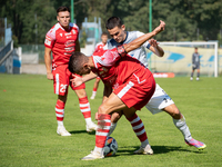 Maciej Gorski and Filip Jania play during the game between Hutnik Krakow and Resovia Rzeszow in Krakow, Poland, on September 22, 2024. Betcl...