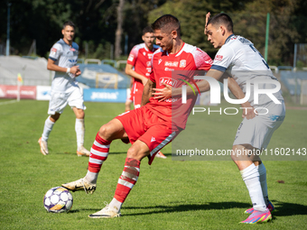 Maciej Gorski and Filip Jania play during the game between Hutnik Krakow and Resovia Rzeszow in Krakow, Poland, on September 22, 2024. Betcl...