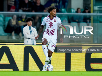 Valentino Lazaro of Torino FC during the Serie A Enilive match between Hellas Verona and Torino FC at Stadio Marcantonio Bentegodi on Septem...