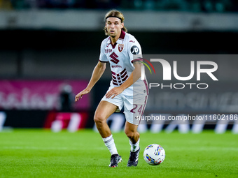 Borna Sosa of Torino FC during the Serie A Enilive match between Hellas Verona and Torino FC at Stadio Marcantonio Bentegodi on September 20...