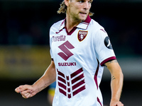 Borna Sosa of Torino FC looks on during the Serie A Enilive match between Hellas Verona and Torino FC at Stadio Marcantonio Bentegodi on Sep...