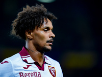 Valentino Lazaro of Torino FC looks on during the Serie A Enilive match between Hellas Verona and Torino FC at Stadio Marcantonio Bentegodi...