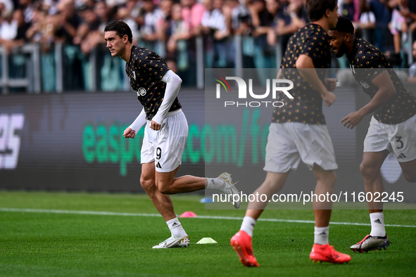 Dusan Vlahovic of Juventus during the Serie A match between Juventus and Napoli at Allianz Stadium in Turin, Italy, on September 21, 2024. 