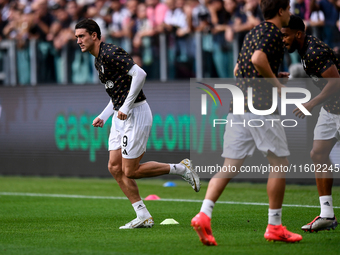 Dusan Vlahovic of Juventus during the Serie A match between Juventus and Napoli at Allianz Stadium in Turin, Italy, on September 21, 2024. (