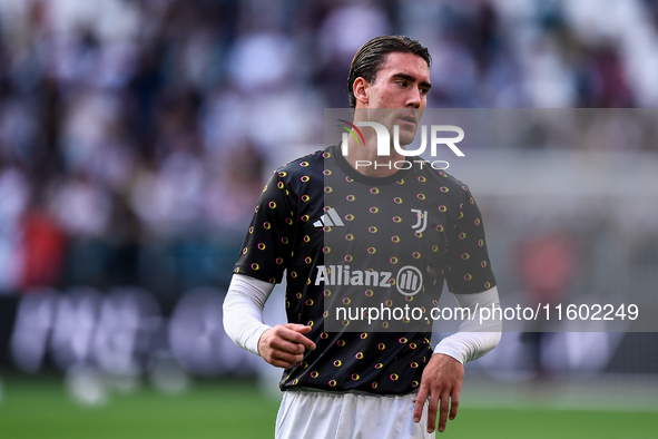 Dusan Vlahovic of Juventus during the Serie A match between Juventus and Napoli at Allianz Stadium in Turin, Italy, on September 21, 2024. 