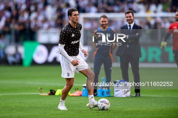 Dusan Vlahovic of Juventus during the Serie A match between Juventus and Napoli at Allianz Stadium in Turin, Italy, on September 21, 2024. 