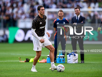 Dusan Vlahovic of Juventus during the Serie A match between Juventus and Napoli at Allianz Stadium in Turin, Italy, on September 21, 2024. (