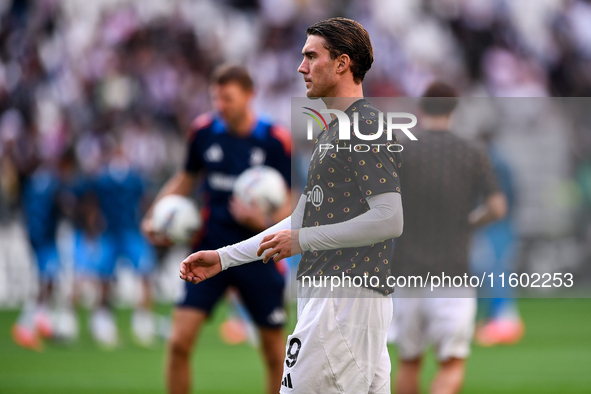 Dusan Vlahovic of Juventus during the Serie A match between Juventus and Napoli at Allianz Stadium in Turin, Italy, on September 21, 2024. 