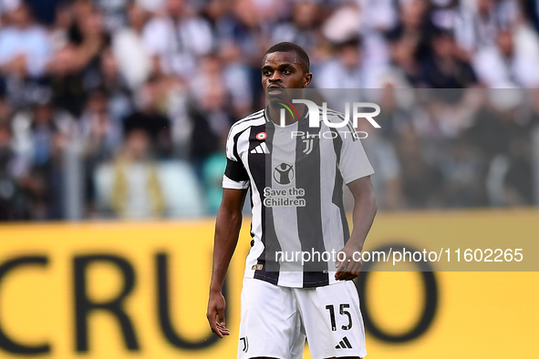 Pierre Kalulu of Juventus during the Serie A match between Juventus and Napoli at Allianz Stadium in Turin, Italy, on September 21, 2024. 