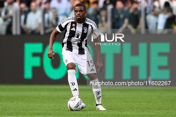 Pierre Kalulu of Juventus during the Serie A match between Juventus and Napoli at Allianz Stadium in Turin, Italy, on September 21, 2024. 