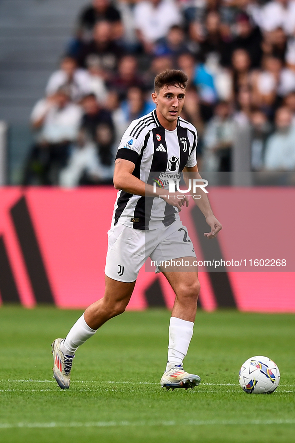 Andrea Cambiaso of Juventus during the Serie A match between Juventus and Napoli at Allianz Stadium in Turin, Italy, on September 21, 2024. 