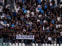 Napoli fans protest against the ban on fans residing in the province of Naples from participating in the away match during the Serie A match...