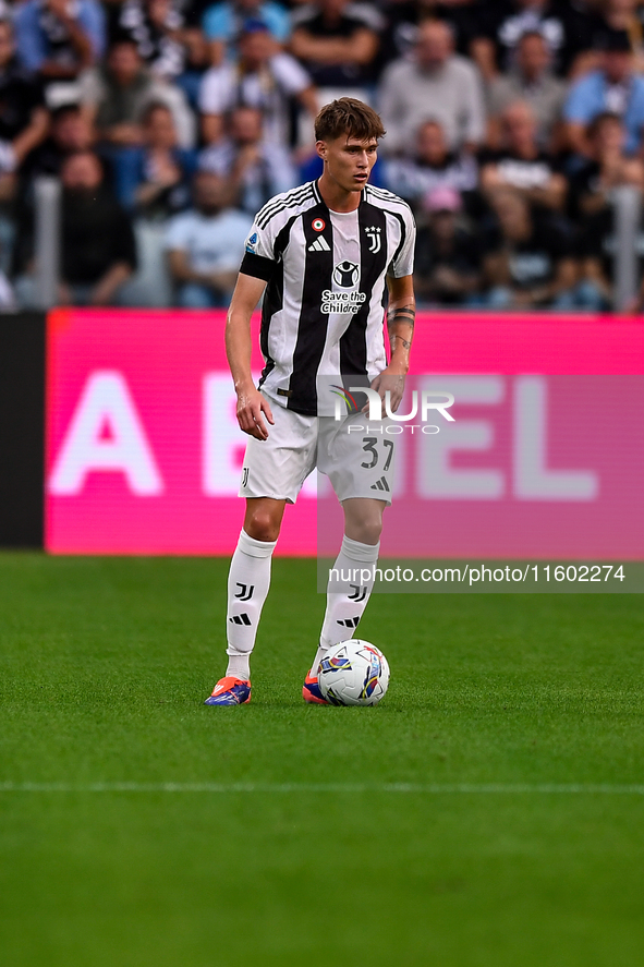 Nicolo Savona of Juventus during the Serie A match between Juventus and Napoli at Allianz Stadium in Turin, Italy, on September 21, 2024. 