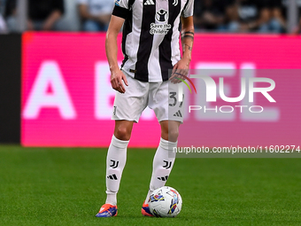 Nicolo Savona of Juventus during the Serie A match between Juventus and Napoli at Allianz Stadium in Turin, Italy, on September 21, 2024. (