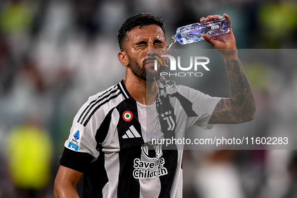 Nicolas Gonzalez of Juventus drinks during the Serie A match between Juventus and Napoli at Allianz Stadium in Turin, Italy, on September 21...