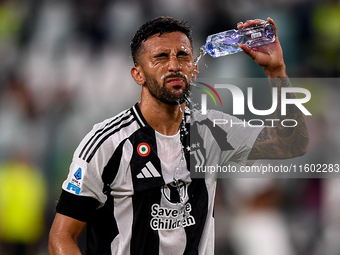 Nicolas Gonzalez of Juventus drinks during the Serie A match between Juventus and Napoli at Allianz Stadium in Turin, Italy, on September 21...