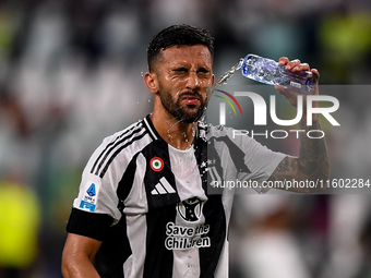 Nicolas Gonzalez of Juventus drinks during the Serie A match between Juventus and Napoli at Allianz Stadium in Turin, Italy, on September 21...