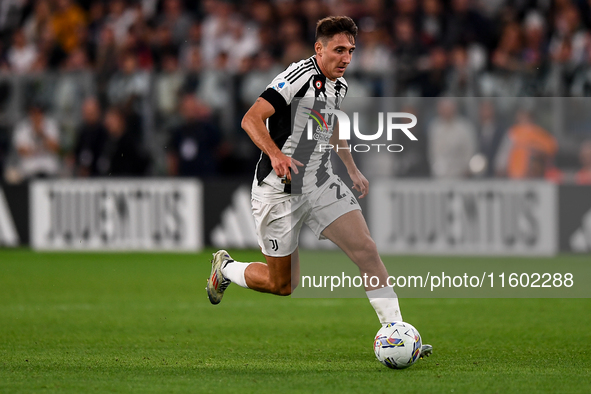 Andrea Cambiaso of Juventus during the Serie A match between Juventus and Napoli at Allianz Stadium in Turin, Italy, on September 21, 2024. 