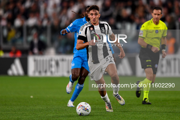 Andrea Cambiaso of Juventus during the Serie A match between Juventus and Napoli at Allianz Stadium in Turin, Italy, on September 21, 2024. 