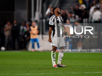 Gleison Bremer of Juventus reacts during the Serie A match between Juventus and Napoli at Allianz Stadium in Turin, Italy, on September 21,...