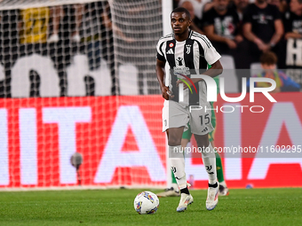 Pierre Kalulu of Juventus during the Serie A match between Juventus and Napoli at Allianz Stadium in Turin, Italy, on September 21, 2024. (