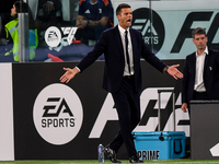 Thiago Motta, head coach of Juventus, reacts during the Serie A match between Juventus and Napoli at Allianz Stadium in Turin, Italy, on Sep...