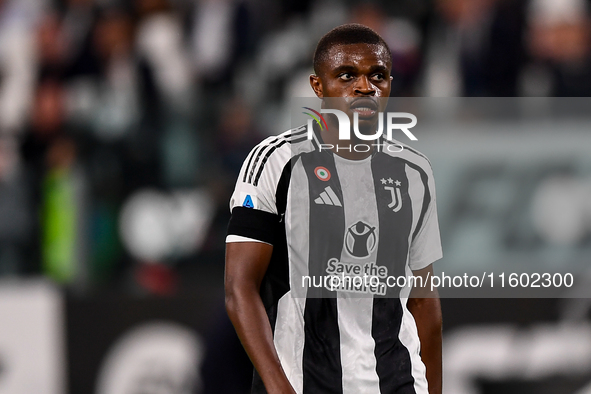 Pierre Kalulu of Juventus during the Serie A match between Juventus and Napoli at Allianz Stadium in Turin, Italy, on September 21, 2024. 