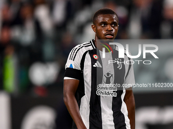 Pierre Kalulu of Juventus during the Serie A match between Juventus and Napoli at Allianz Stadium in Turin, Italy, on September 21, 2024. (