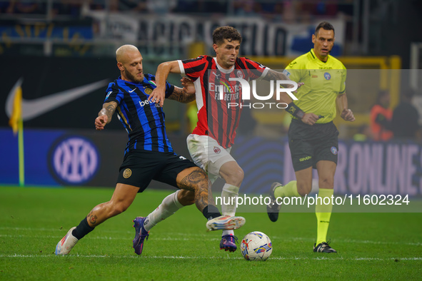 Christian Pulisic during the match between FC Internazionale and AC Milan in Serie A at Giuseppe Meazza Stadium in Milan, Italy, on Septembe...