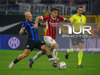 Christian Pulisic during the match between FC Internazionale and AC Milan in Serie A at Giuseppe Meazza Stadium in Milan, Italy, on Septembe...