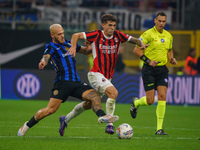 Christian Pulisic during the match between FC Internazionale and AC Milan in Serie A at Giuseppe Meazza Stadium in Milan, Italy, on Septembe...