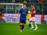 Piotr Zielinski during the match between FC Internazionale and AC Milan in Serie A at Giuseppe Meazza Stadium in Milan, Italy, on September...