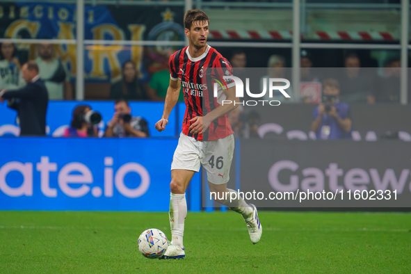 Matteo Gabbia during the match between FC Internazionale and AC Milan in Serie A at Giuseppe Meazza Stadium in Milan, Italy, on September 22...