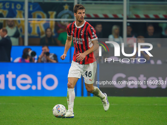 Matteo Gabbia during the match between FC Internazionale and AC Milan in Serie A at Giuseppe Meazza Stadium in Milan, Italy, on September 22...