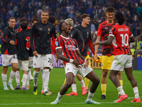 Tammy Abraham celebrates during the match between FC Internazionale and AC Milan in Serie A at Giuseppe Meazza Stadium in Milan, Italy, on S...