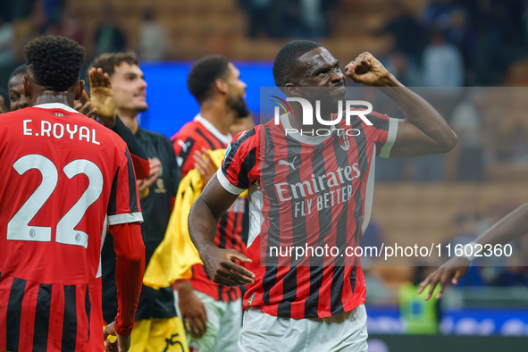 Youssouf Fofana celebrates during the match between FC Internazionale and AC Milan in Serie A at Giuseppe Meazza Stadium in Milan, Italy, on...