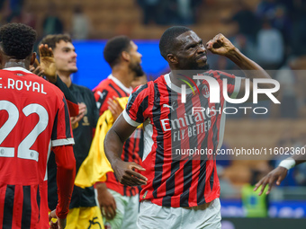 Youssouf Fofana celebrates during the match between FC Internazionale and AC Milan in Serie A at Giuseppe Meazza Stadium in Milan, Italy, on...