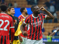 Youssouf Fofana celebrates during the match between FC Internazionale and AC Milan in Serie A at Giuseppe Meazza Stadium in Milan, Italy, on...