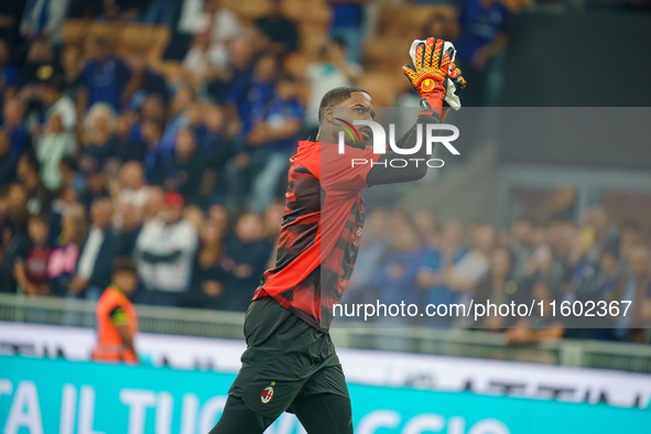 Mike Maignan during FC Internazionale against AC Milan, Serie A, at Giuseppe Meazza Stadium in Milan, Italy, on September 22, 2024. 