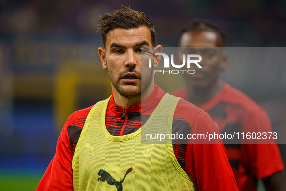 Theo Hernandez during the match between FC Internazionale and AC Milan in Serie A at Giuseppe Meazza Stadium in Milan, Italy, on September 2...