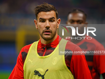 Theo Hernandez during the match between FC Internazionale and AC Milan in Serie A at Giuseppe Meazza Stadium in Milan, Italy, on September 2...