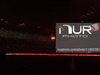 The atmosphere in San Siro Stadium during the FC Internazionale against AC Milan Serie A match at Giuseppe Meazza Stadium in Milan, Italy, o...