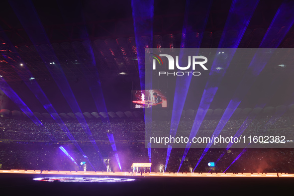 The atmosphere in San Siro Stadium during the FC Internazionale against AC Milan Serie A match at Giuseppe Meazza Stadium in Milan, Italy, o...