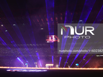 The atmosphere in San Siro Stadium during the FC Internazionale against AC Milan Serie A match at Giuseppe Meazza Stadium in Milan, Italy, o...