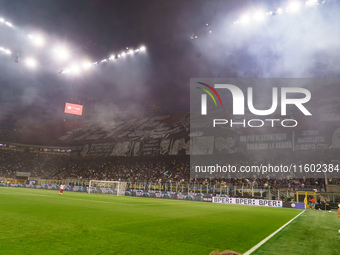 The atmosphere in San Siro Stadium during the FC Internazionale against AC Milan Serie A match at Giuseppe Meazza Stadium in Milan, Italy, o...