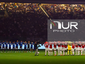 The teams of AC Milan and FC Inter play during the Serie A match at Giuseppe Meazza Stadium in Milan, Italy, on September 22, 2024. (